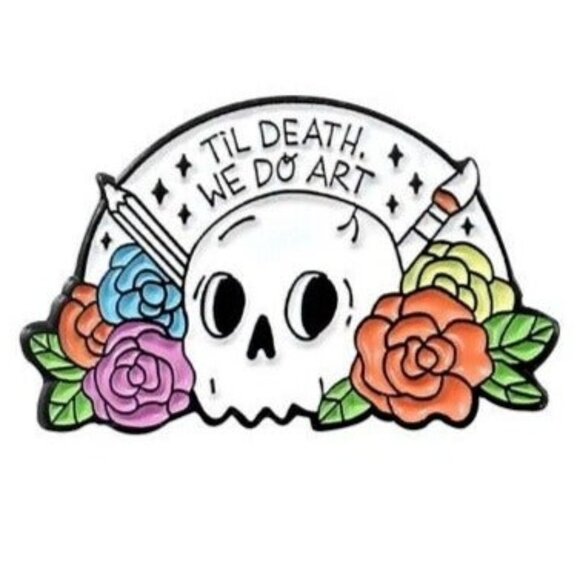 5/$20 Till Death We Do Art Skull Artist Painters Lapel Pin - Picture 1 of 4
